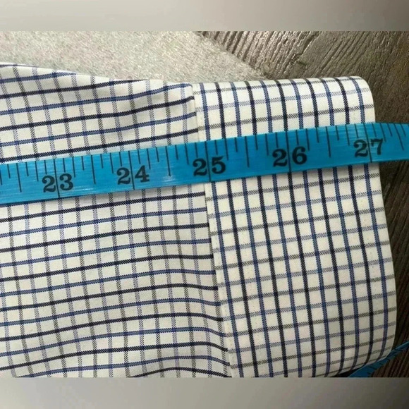 [17]LL Bean Blue Mini Check Oxford  Wrinkle Resistant Dress Shirt - Picture 10 of 10